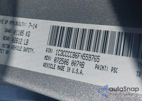 2015 Chrysler 200 C from USA, damaged, VIN 1C3CCCCB6FN559765